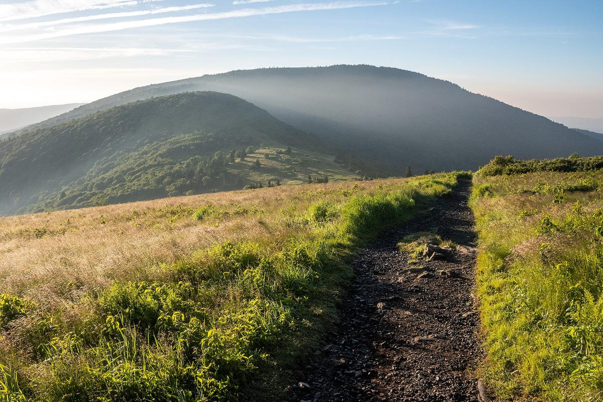 Appalachian Trail grassy bald sunset